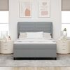 vidaXL Boxspringbett mit Matratze Hellgrau 140 x 190 cm Stoff