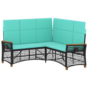 vidaXL Garten Liegesofa Set 5-Sitzanzahl Schwarz und T&uuml;rkis