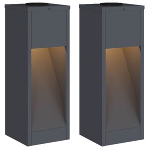 vidaXL Solar LED Wegeleuchte 2 Stk. Warmes Wei&szlig; 18 x 18 x 50 cm