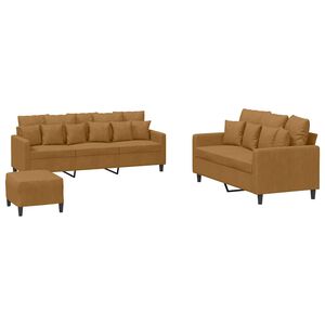 vidaXL 3-tlg. Sofagarnitur mit Kissen Braun Samt