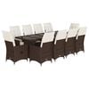 vidaXL 11-tlg. Garten-Bistro-Set mit Kissen Braun Poly Rattan