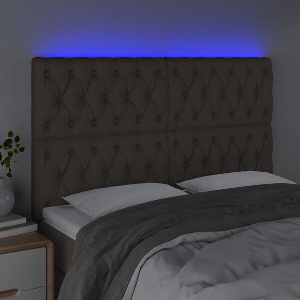 vidaXL LED Kopfteil Taupe 144x7x118/128 cm Stoff