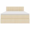 vidaXL Bett mit Stauraum und LED mit Matratze Creme 140 x 190 cm Stoff