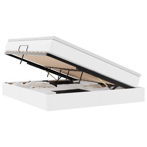 vidaXL Aufbewahrungsbett mit Matratze Wei&szlig; 160 x 200 cm Kunstleder