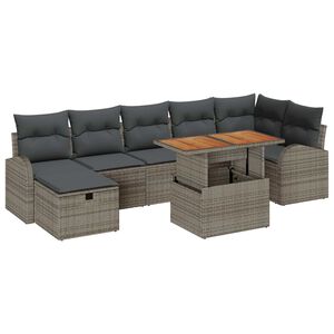 vidaXL Garten-Sofa-Set 8 pcs Grau Poly-Rattan