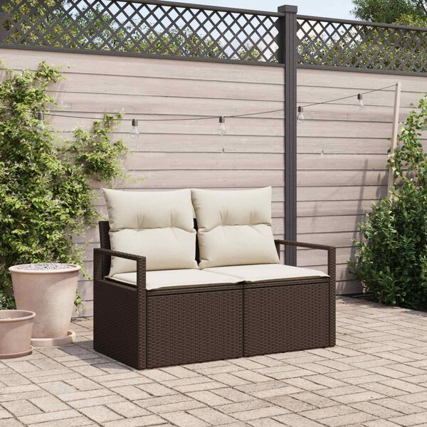 vidaXL Garten-Sofa mit Kissen 120 x 62 x 69 cm Poly-Rattan