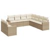 vidaXL 9-tlg. Garten-Sofagarnitur mit Kissen Beige Poly Rattan