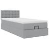 vidaXL Ottoman-Bett mit Matratze & LEDs Hellgrau 100x200 cm Stoff