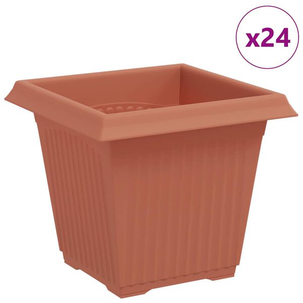 vidaXL Quadratischer Blumentopf 24 pcs Ziegelrot 16 x 16 x 14 cm