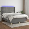 vidaXL Boxspringbett mit Matratze & LED Dunkelgrau 140x190 cm Stoff