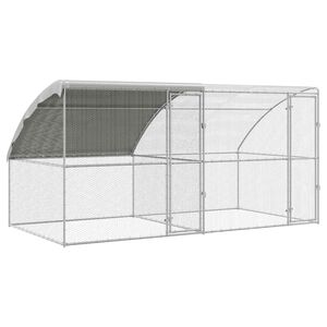 vidaXL H&uuml;hnerk&auml;fig 2 stk. Silber 400 x 200 x 200 cm Stahl und PE