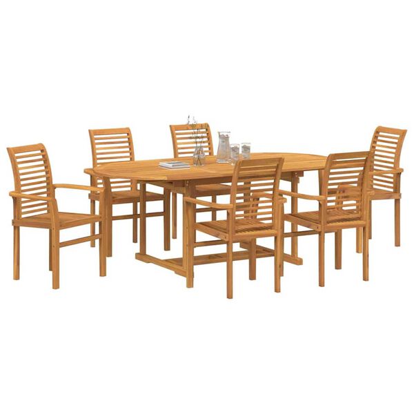 vidaXL Garten Essgruppe 7 pcs Braun 200 x 100 x 75 cm Massivholz Teak