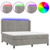 vidaXL Boxspringbett mit Matratze & LED Hellgrau 180x200 cm Samt