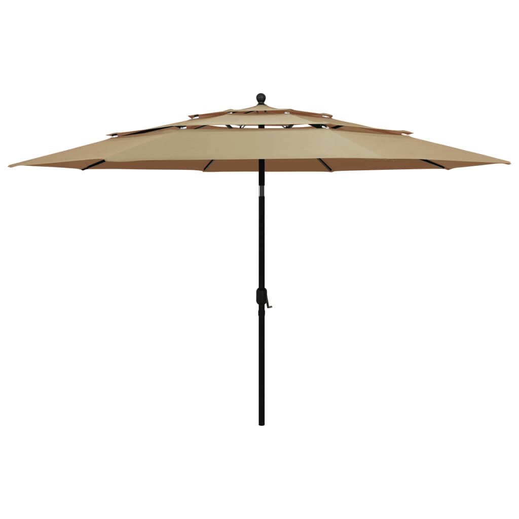 Tidyard Ampelschirm 300x300 Cm – Taupe, Aluminium-Mast, 8 Rippen, Kipp- & Drehbar, UV-Schutz