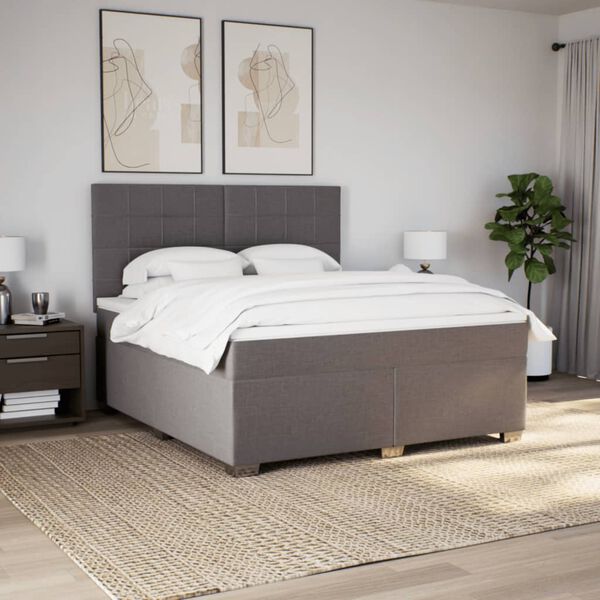 vidaXL Boxspringbett mit Matratze Taupe 180x200 cm Stoff