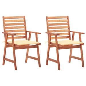 vidaXL Garten-Essst&uuml;hle 2 Stk. mit Kissen Massivholz Akazie