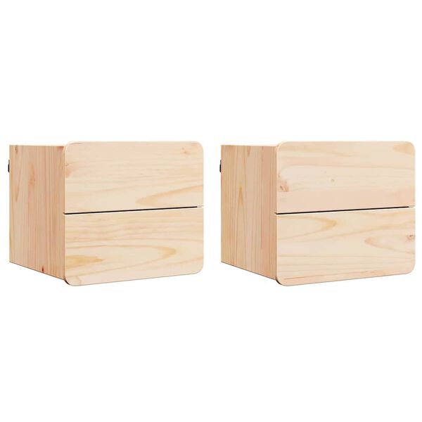 vidaXL Nachttisch 2 pcs Natur 39 x 34 x 33 cm Massivholz Kiefer