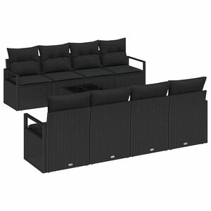 vidaXL Gartensofa-set 9 stk. 8-Sitzanzahl Schwarz Poly-Rattan