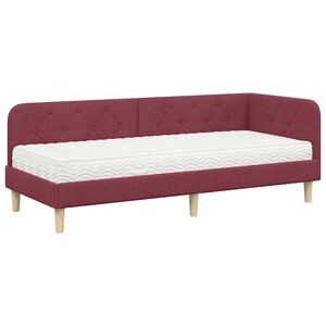vidaXL Eckbettgestell Weinrot 80 x 200 cm Stoff