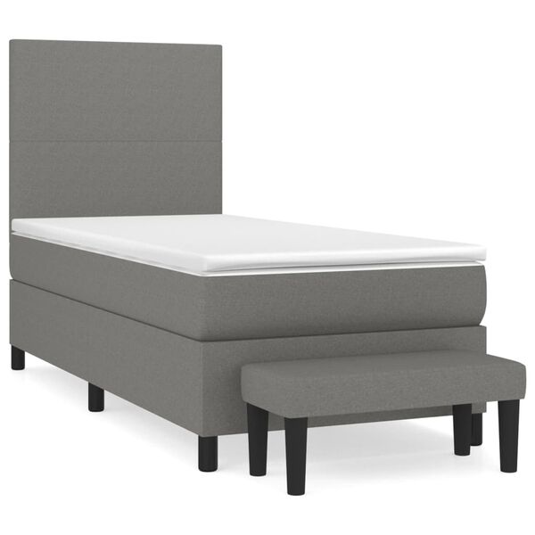 vidaXL Boxspringbett mit Matratze Dunkelgrau 100x200 cm Stoff