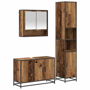 vidaXL Badezimmerm&ouml;bel-Set 3 Stk. Altholz Holzwerkstoff
