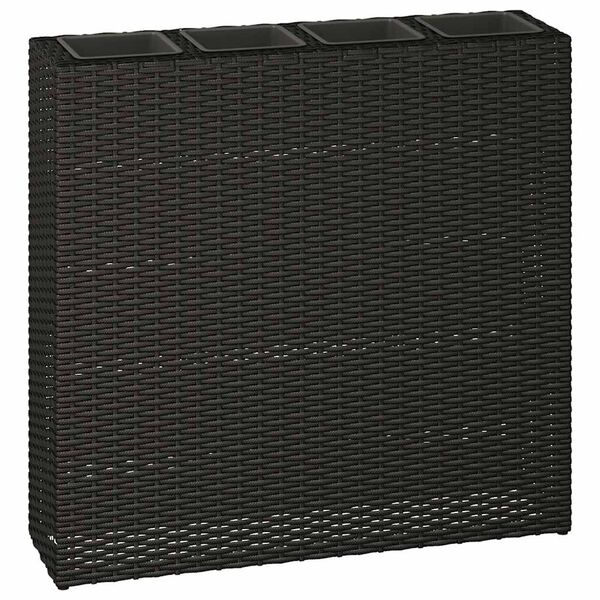 vidaXL Garten-Hochbeet mit 4 T&ouml;pfen Poly Rattan Schwarz