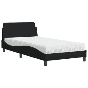 vidaXL Bett mit Matratze "Dover" Schwarz 100x200 cm Stoff