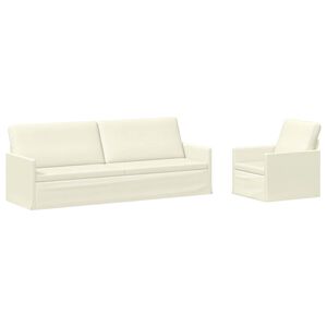 vidaXL Sofa-Set 2 pcs Creme Cordstoff