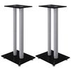 vidaXL Lautsprecher-St&auml;nder 2 Stk. Schwarz & Silbern Hartglas 2 S&auml;ulen
