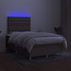 vidaXL Boxspringbett mit Matratze & LED Taupe 120x190 cm Stoff