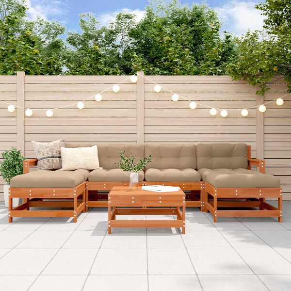 vidaXL Garten-Lounge-Set 7 pcs Wachsbraun Massives Kiefernholz