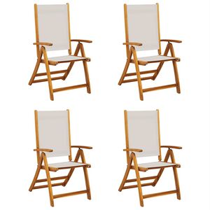 vidaXL Klappst&uuml;hle, 4 St&uuml;ck, Massivholz Akazie und Textilene