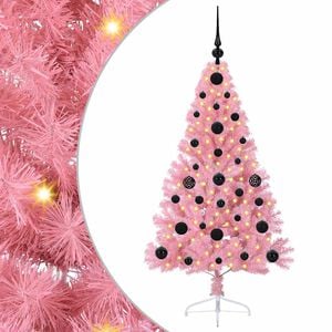 vidaXL K&uuml;nstlicher vorbeleuchteter Weihnachtsbaum Rosa 120 cm PVC
