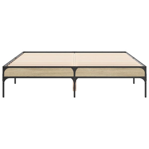 vidaXL Bettgestell Sonoma-Eiche 120x200 cm Holzwerkstoff und Metall