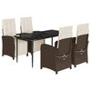 vidaXL 5-tlg. Garten-Essgruppe mit Kissen Braun Poly Rattan