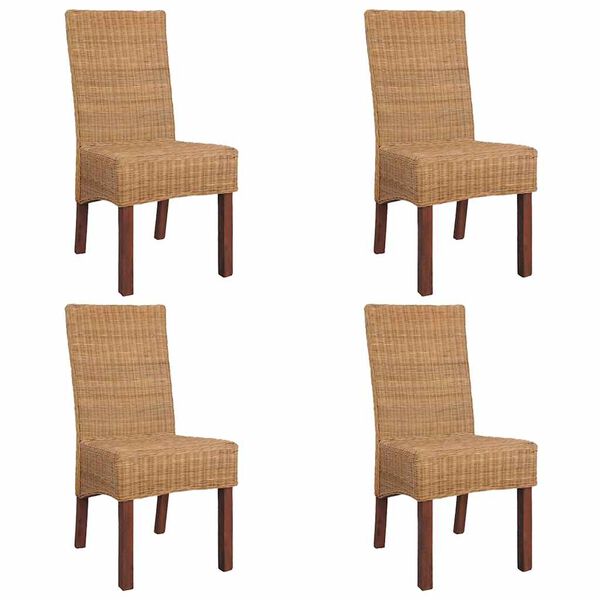 vidaXL Esszimmerst&uuml;hle 4 Stk. Braun Natur Rattan