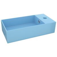 vidaXL Badezimmer-Waschbecken mit Überlauf Keramik Hellblau