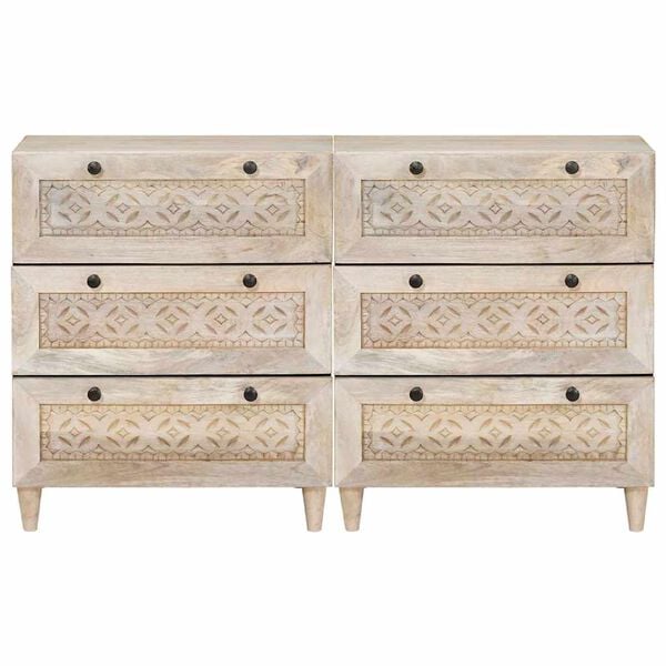 vidaXL Sideboard 2 pcs Wei&szlig; 60 x 33 x 75 cm massives Mangoholz