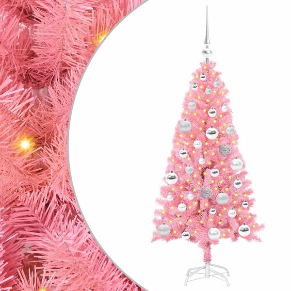 vidaXL Weihnachtsbaum mit 150 LEDs mit Ständer Rosa 120 cm PVC