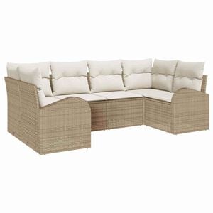vidaXL Gartensofa-set mit Kissen 6 pcs Beige und Wei&szlig; Poly-Rattan