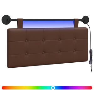 vidaXL H&auml;ngendes Kopfteil Mit LED Licht Braun Kunstleder