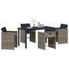 vidaXL Garten Essgruppe mit Kissen 5 pcs Grau Poly-Rattan