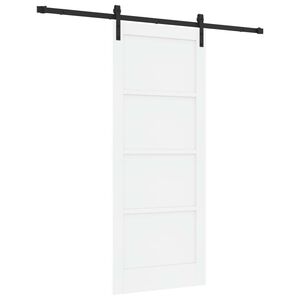 vidaXL Schiebet&uuml;r 83 x 202 cm Massives Kiefernholz Wei&szlig; und Schwarz