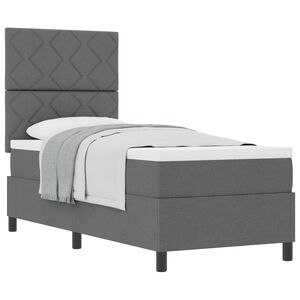 vidaXL Boxspringbett mit Kopfteil Dunkelgrau 80 x 200 cm Stoff