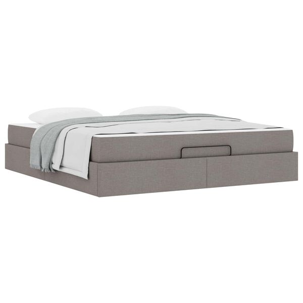 vidaXL Bettgestell mit Matratze mit Matratze 2 pcs Taupe Stoff