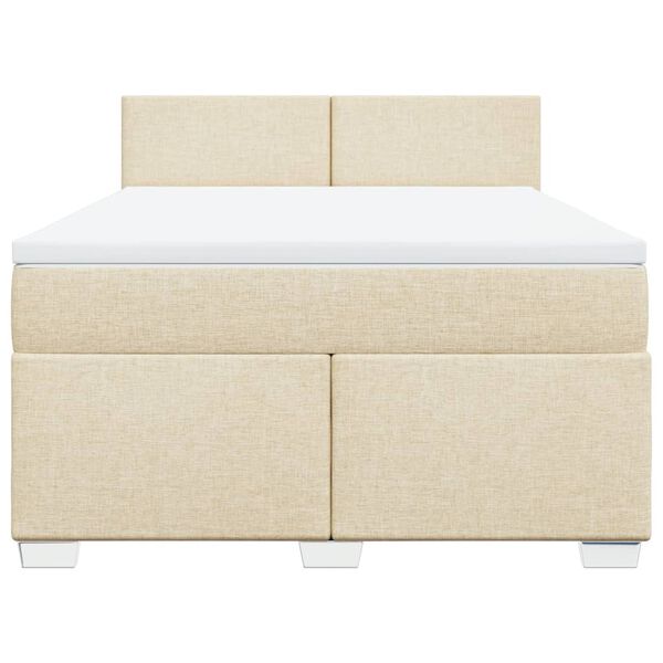 vidaXL Boxspringbett mit Matratze Creme 160x200 cm Stoff