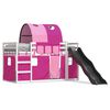 vidaXL Etagenbett mit Rutsche und Gardinen Rosa 80x200 cm