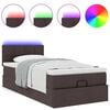 vidaXL Ottoman-Bett mit Matratze & LEDs Dunkelbraun 90x190 cm Stoff