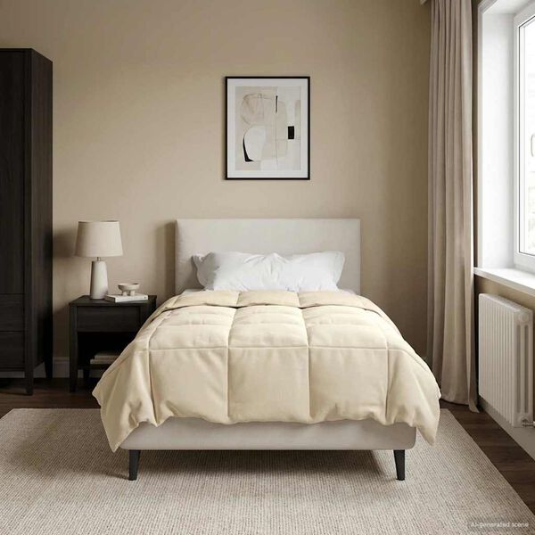 vidaXL Winterbettdecke Gepolstert Creme 140 x 220 cm Mikrofaser