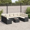 vidaXL Garten-Sofa-Set mit Kissen 10 pcs Schwarz und Wei&szlig; Poly Rattan